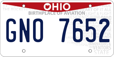 OH license plate GNO7652