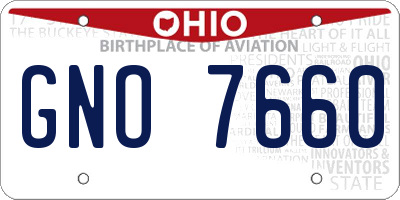OH license plate GNO7660