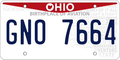 OH license plate GNO7664
