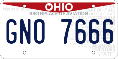 OH license plate GNO7666