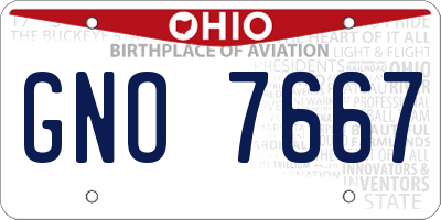 OH license plate GNO7667