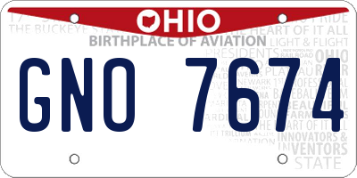 OH license plate GNO7674