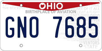 OH license plate GNO7685