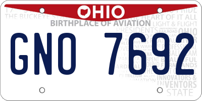 OH license plate GNO7692