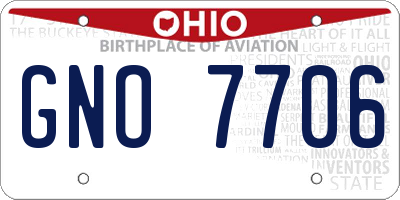 OH license plate GNO7706