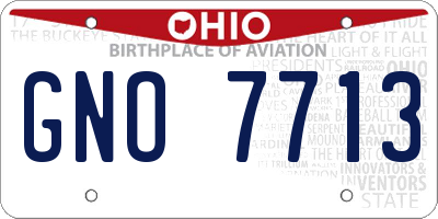 OH license plate GNO7713