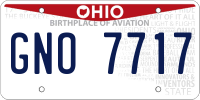 OH license plate GNO7717