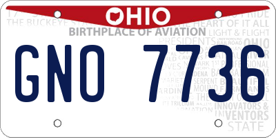 OH license plate GNO7736