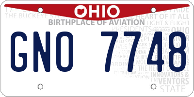 OH license plate GNO7748
