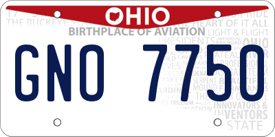 OH license plate GNO7750