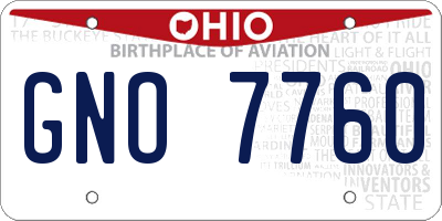 OH license plate GNO7760
