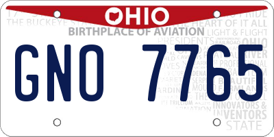OH license plate GNO7765