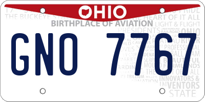 OH license plate GNO7767