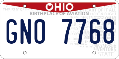 OH license plate GNO7768