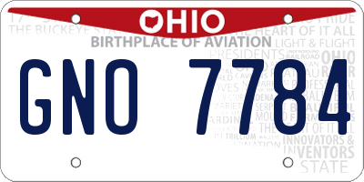 OH license plate GNO7784