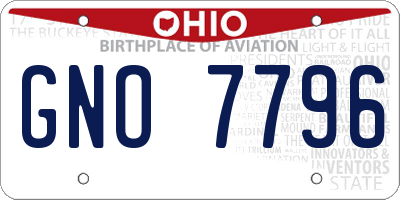 OH license plate GNO7796