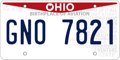 OH license plate GNO7821