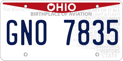 OH license plate GNO7835