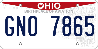 OH license plate GNO7865