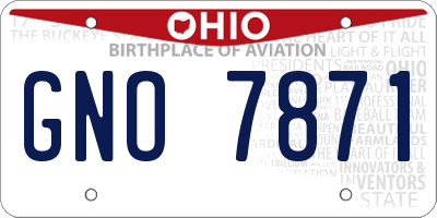 OH license plate GNO7871