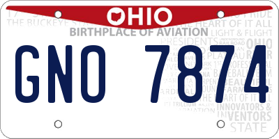 OH license plate GNO7874