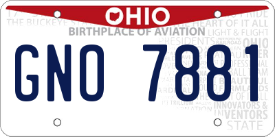 OH license plate GNO7881
