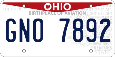 OH license plate GNO7892