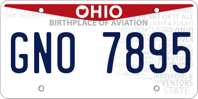 OH license plate GNO7895