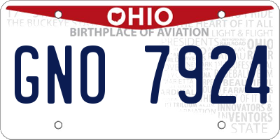 OH license plate GNO7924