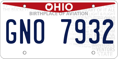 OH license plate GNO7932