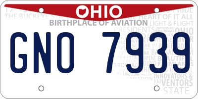 OH license plate GNO7939