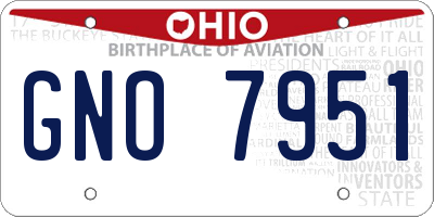 OH license plate GNO7951