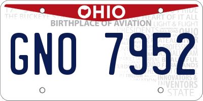 OH license plate GNO7952