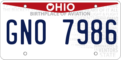 OH license plate GNO7986