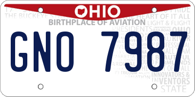 OH license plate GNO7987