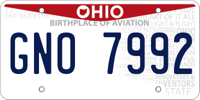 OH license plate GNO7992