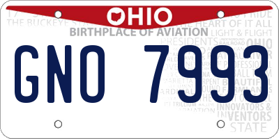 OH license plate GNO7993