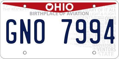 OH license plate GNO7994