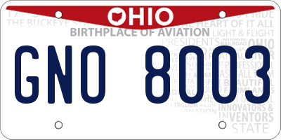 OH license plate GNO8003