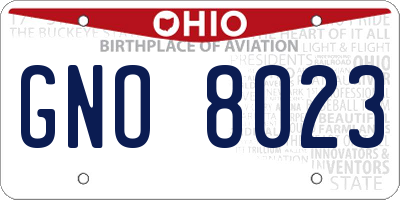 OH license plate GNO8023