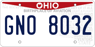 OH license plate GNO8032