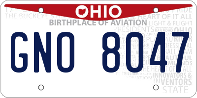 OH license plate GNO8047
