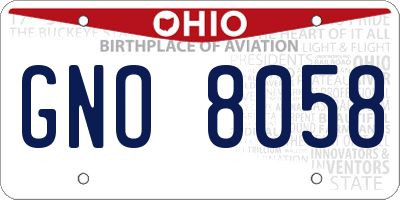 OH license plate GNO8058