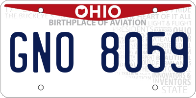 OH license plate GNO8059