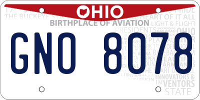 OH license plate GNO8078