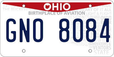 OH license plate GNO8084