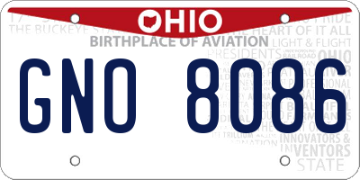OH license plate GNO8086