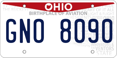 OH license plate GNO8090
