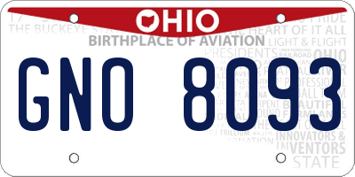 OH license plate GNO8093