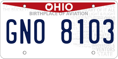 OH license plate GNO8103